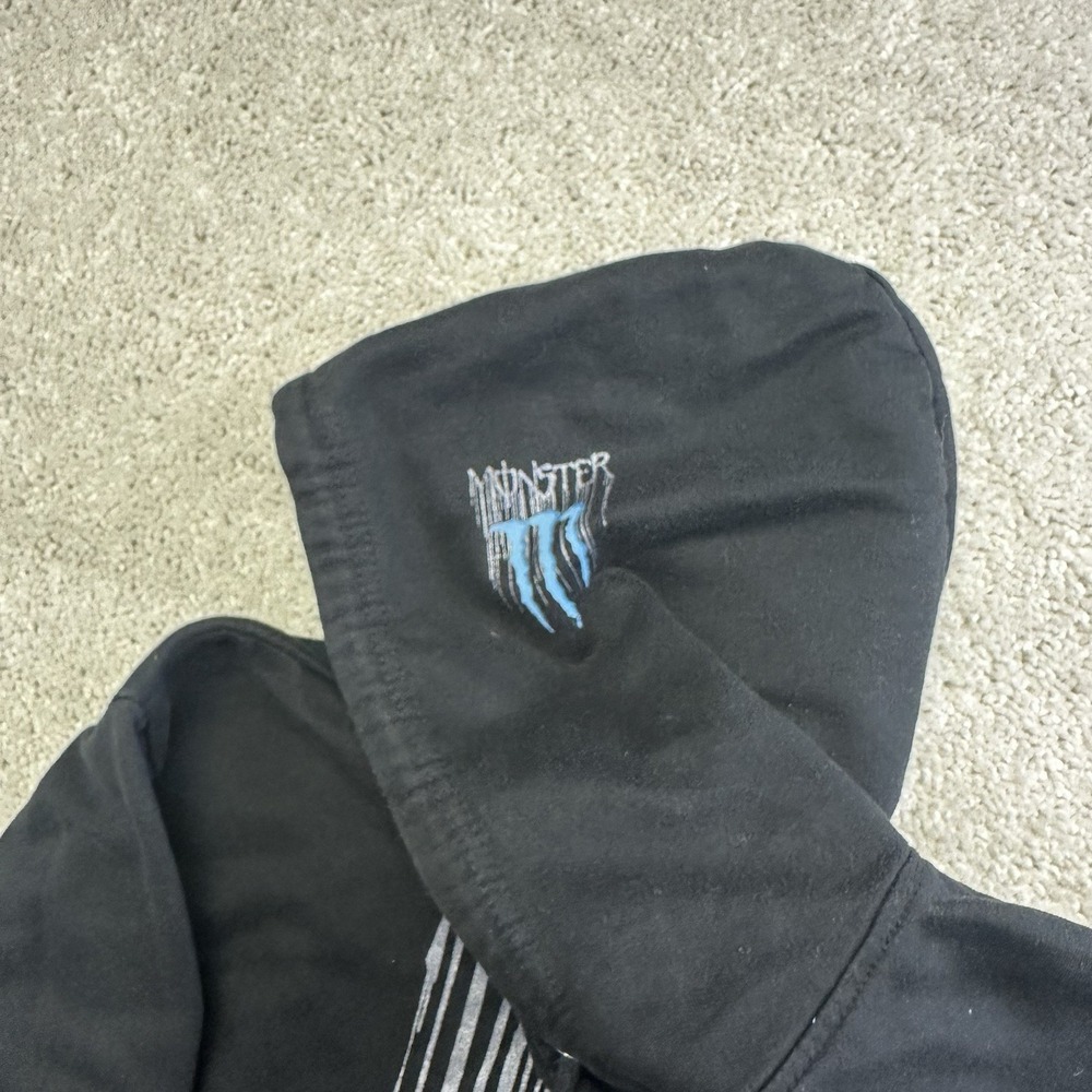 Vtg Y2K 2000s Monster Energy Drink Logo Pullover Hoodie Mens Large Sleeve Print - Picture 5 of 10